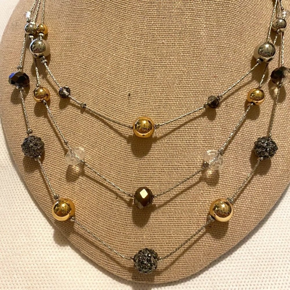 Ann Taylor Floating Bead Silver Necklace